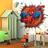 wall decals for teen girls volleyball : 3D Spider man kids room decor Wall sticker boy gift wall dec