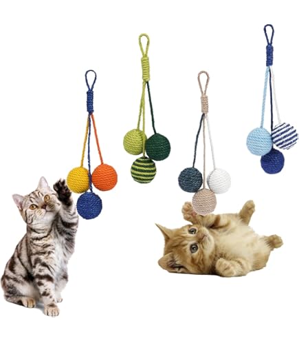 Amazon.co.jp: 猫のおもちゃボール4個 吊り下げ式猫のおもちゃ 吊り