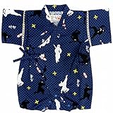 甚平 ロンパース ベビー 男の子 じんべい 忍者柄 日本製生地 ネイビー 70