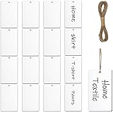 iplusmile 16 Pieces White Acrylic Basket Tags Hamper Basket Labels, Acrylic Organizer Hanging Labels with String, Writable Ta