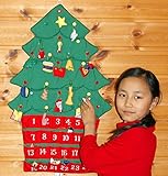 クリスマス 布のアドベント カレンダー 壁掛け　クリスマスツリーボタンかけオーナメント24個付き メリークリスマス