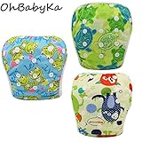 OHBABYKA遊びパンツ 0-3歳 べビー 赤ちゃん用 ボタンでサイズ調整可能 防水外層 オムツカバー スイミング教室 公園 海水浴 温泉旅行 水着 スイムウェア 女の子 男の子 男児 女児 オムツ