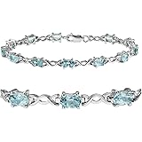 Amanda Rose Collection Gemstone Infinity Style Tennis Bracelet in Sterling Silver Choose from Amethyst, or Blue Topaz| Real G