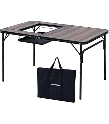 アウトドアテーブル 120×70×45~65 高さ調整可 折りたたみ 収納バッグ アウトドアテーブル 折りたたみ 木目 120cm 軽量 1〜4人用 120×45