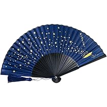 Amazon.co.jp: Mkphargin クラシック星空シルク扇子、日本