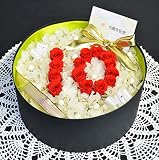 fleurcocoオリジナル 還暦祝い 開店●●周年記念 結婚記念に枯れないお花のフラワーギフト ボックスフラワー 丸型LL