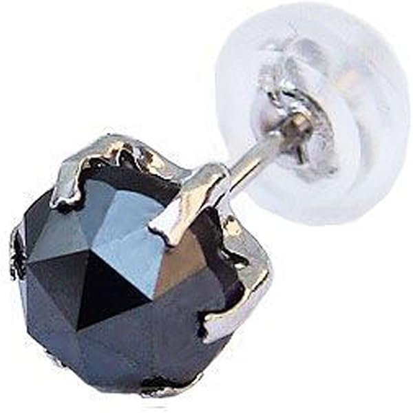 Amazon | 真珠の杜 メンズ ピアス 片耳用 ブラックダイヤモンド 0.35ct
