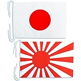 TOSPA 日本国旗と海軍旗のセットLサイズ 50×75cm テトロン製