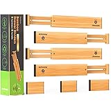 ANTOWIN Bamboo Drawer Dividers Organizers(33-43cm), Drawer Separators Splitter, Adjustable Spring-loaded Organizer for Large 