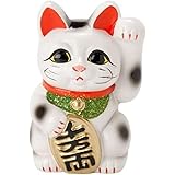 白 小判猫 4号 人を招く左手 招き猫 常滑焼