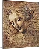 Leonardo Da Vinciプレミアムシックラップカンバスウォールアートプリント題名Head of a young woman with Tousledヘアまたは、レダ 20" x 24" 23