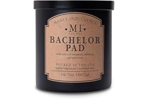 Manly Indulgence Bachelor Pad Scented Candle for Men 16.5 oz | 2 Wick & 2X Intense Fragrance | Bergamot, Oakmoss & Geranium | Up to 60 Hour Burn, Soy Blend Wax, USA Poured - Classic+ Collection