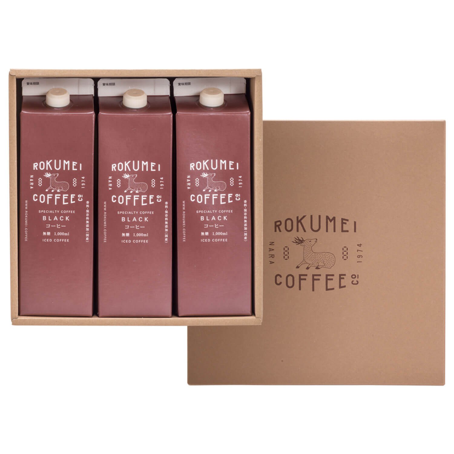 ロクメイコーヒー コーヒーギフト アイスコーヒー リキッド 1000ml 無糖 3本 - プレゼント (のし無し) ギフト