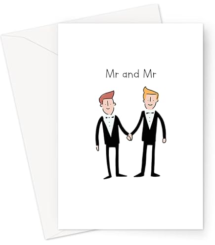 Huxters Gay Wedding Card - LGBTQA Just Married Greetings Card With Two Grooms, 14.8cm