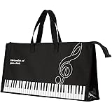 Pianoline 鍵盤ハーモニカ収納バッグ 32鍵盤用 ト音記号柄 ブラック