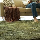 ラグー(rugoo) 16色から選べるシャギーラグ 1畳 100×140cm モスグリーン 洗える 滑り止め 無地 おしゃれ
