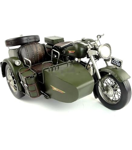 Amazon | ブリキのおもちゃ レトロバイク・サイドカー・グリーン3