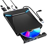 DVDドライブ 外付け 【2025革新型・多機能6in1新モデル】 外付けDVDドライブ 光学式 CDドライブ 外付け USB3.0＆Type-C両接続 CD/DVDプレーヤー 高速処理 静音 薄型 軽量 TFカード/SDカード/CD/DVD取り込み/書き込み可能 デスクトップパソコン対応 Windows 7-11 OS/Mac OS対応 日本語取扱書付き（ブラック）