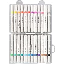 Amazon | デュアルマーカーブラシペン、24色マーカーセット、ダブル