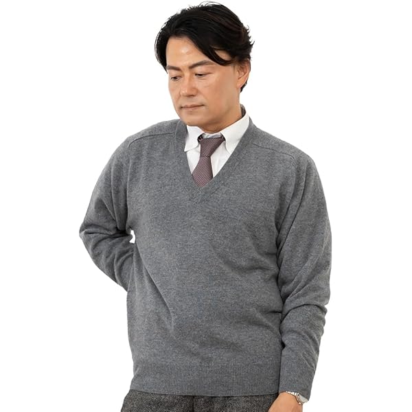 Amazon | メンズ 100% ミンク カシミア セーター ソリッド V ネック