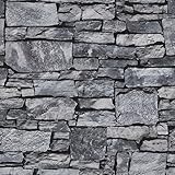 birwall 6031 Faux Rustic Brick Stone壁紙ウォールペーパー用リビングキッチン寝室、20.8 in32.8 Ft = 57平方フィート、ダークグレー