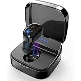 【改良型】Bluetoothイヤホン Bluetoothヘッドセット 完全ワイヤレスイヤホン ミニ型 軽量 片耳 64時間連続駆動 SIRI機能対応 IPX4防水規格 マイク内蔵 次の曲機能付 両耳兼用 800mAh充電式収納ケース付 ビジネス/通勤/通学/車用 iPhone/ipad/Android適用 日本語説明書付き