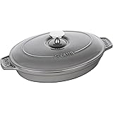 staub ストウブ 「 オーバルホットプレート グレー 23cm 」 両手 ホーロー 浅鍋 IH対応 【日本正規販売品】 Oval Hot Plate 40509-581