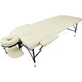 軽量折りたたみマッサージベッド（アルミ製・有孔） バニラ 長さ185×幅70×高さ50-71cm