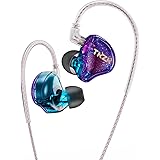 Yinyoo イヤモニ イヤホン 有線 TKZK TK01 10mmダイナミック インイヤー モニター カナル型 耳掛け イアフォン Wired Earphones ハイエンド 2pin 高遮音性 リケーブル対応 ゲーミング (パープル・マイク無し)