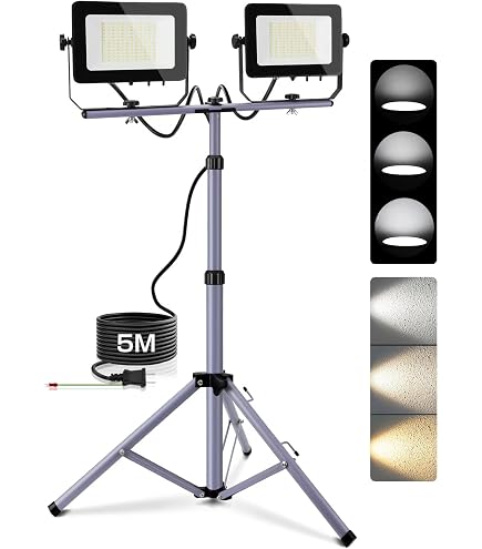 投光器 LED 作業灯 200W 21000LM 2灯式 三脚スタンド付き Amazon.co.jp: 投光器 LED 作業灯 200W 21000LM 2灯式 三脚スタンド