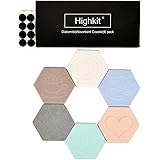 Highkit 水分を吸っ珪藻土コースター、滑り止めと断熱て珪藻土マット、6枚セット、6色 (6色, 六角形)
