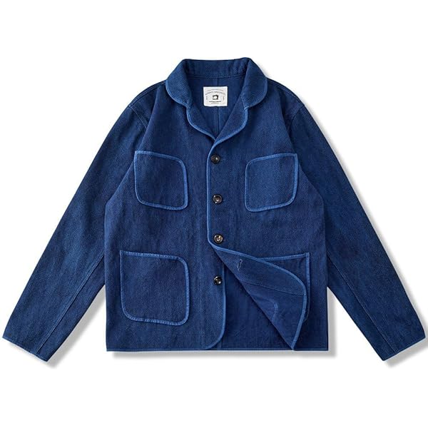 Amazon | 刺し子 ジャケット インディゴ カバーオール デニム デッキ