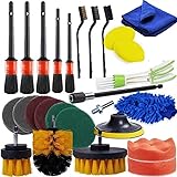 DABOBOTOOL Car Cleaning Tools Kit, 27 Pcs Car Detailing Brush Set, Auto Detailing Drill Brush Set for Cleaning Automobile Int