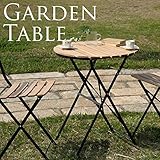 木製　折りたたみガーデンテーブル　直径60cm　白木　１脚