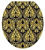 Toilet Tattoos TT-1037-R Rococo Black and Gold Design Toilet Seat Applique, Round [並行輸入品]