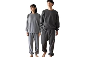 [Nutopia] スウェット 裏起毛 メンズ 上下セット 秋冬 ルームウェア ゆったりシルエット 男女兼用 部屋着 セットアップ 防寒 柔らか 裏フリース チャコール ＆ライトグレー
