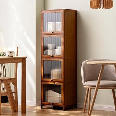 Rosoy 食器棚 スリム キッチンキャビネット 収納 ドア付き キッチン