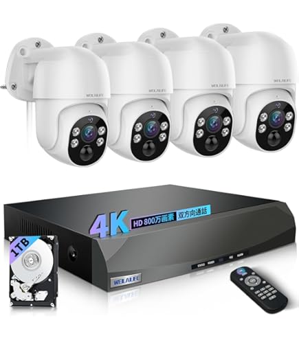 Amazon.co.jp: 【4K800万画素・ 双方向通話】 OOSSXXドーム型 有線 4台