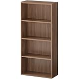 ぼん家具 薄型 本棚 カラーボックス 収納ボックス 木製 収納 マルチラック 4段 ウォールナット