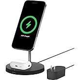 【VGP 2022受賞】Belkin 2 in 1 MagSafe充電器 最大15W高速充電 ワイヤレス充電器 MagSafe公式認証 iPhone 16 / 15 / 14 / 13 / 12 / AirPods 対応 ブラック WIZ010dqB