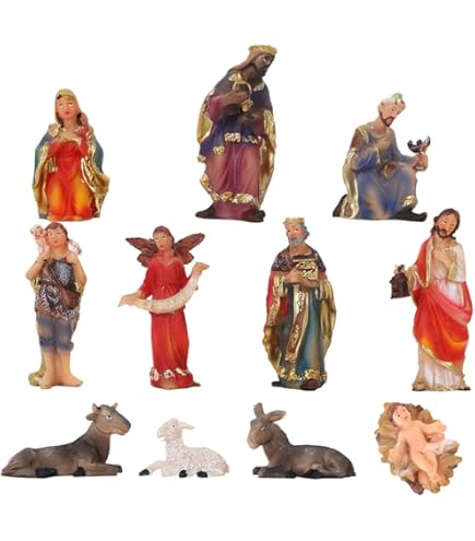 Amazon.co.jp: ミニチュア キッズ キリスト降誕シーンと馬小屋 12個の