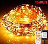 Vorally イルミネーションライト AC電源付き リモコン付き 10モード点灯 18段階調光 記憶機能 防水IP65 クリスマスライト (10m100球)