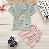 Onesall 子供服 男の子 女の子 スーツ シャツ ズボン２セット 綿 夏 90-120cm半袖  (90cm（日本サイズＳに相当）, 青色)