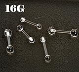 アクリル ストレートバーベル16G透明ピアスシークレットピアス