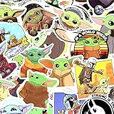 ベビーヨーダステッカーセット おしゃれ 50枚 人気 ブランド Logo ステッカー スマホ ステッカー 防水 ステッカー ブランド スーツケースステッカー お気に入りのスーツケース ギター 車 バイク 可愛い 漫画 シール自転車 水筒 ヘルメット パソコン（Style 18）