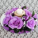 tableclothsfactory 8 pcs人工バラ花Candleリングウェディングセンターピース – ラベンダー