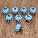 Hilitchi 8pcsヴィンテージPumpkinスタイルセラミックキャビネット引き出しドアプルノブハンドル(ブルー)