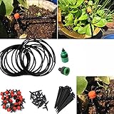 1セット5メートルdiyマイクロ点滴灌漑システム植物自動自己散水ガーデンホースキットでコネクタ+ 10x調整可能なドリッパー