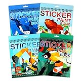 ステッカー 子供用 4-8,8-10歳 ステッカー ペイント ブック キッズ ステッカー ステッカー ブック 誕生日パーティーの記念品 ギフト 車 道路 飛行機 旅行 おもちゃ アクティビティ ブック (動物+海+昆虫+乗り物)
