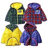 (ネイビー/95cm)ベビー服 男の子 アウター フルジップ ジャケット LITTLE BEAR CLUB リトルベアークラブ 中綿 リバーシブル 無地 キルト チェック柄 フリース フード付 男児 